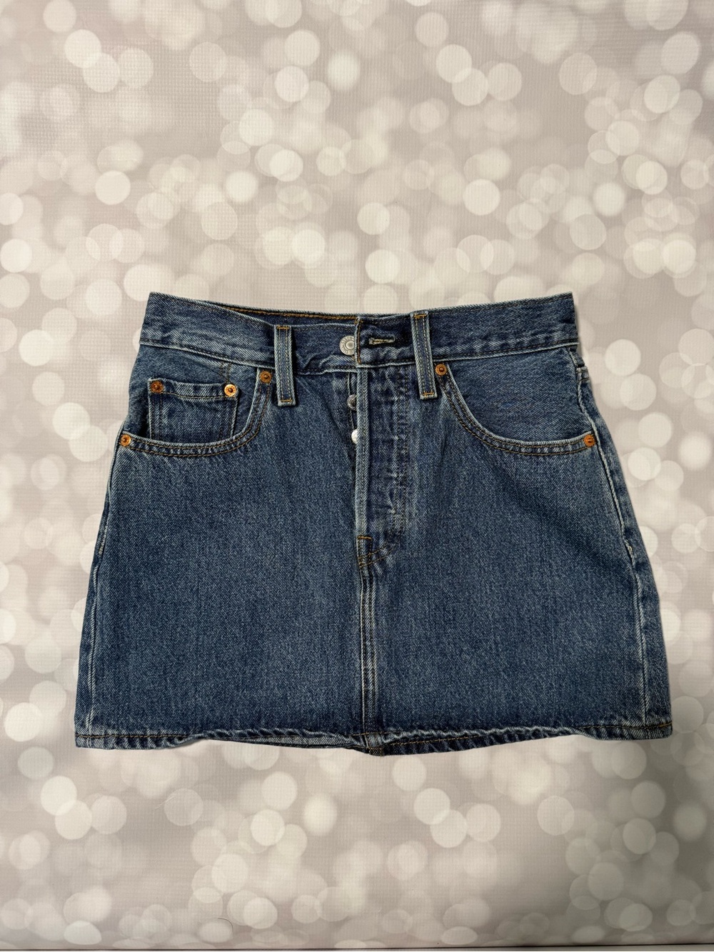 Classic Blue Denim Mini Skirt with Button Front